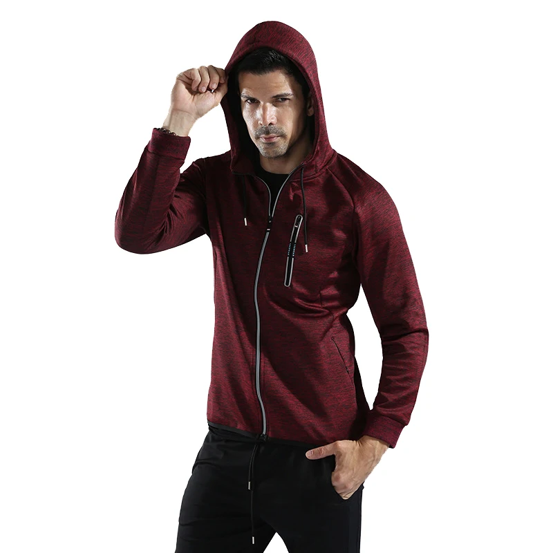 

Sport Jackets Men Running Hooded Zipper Jacket Mens GYM Hoodies Training Warm Coats Winter Autumn Running Fleece Coat Jogging