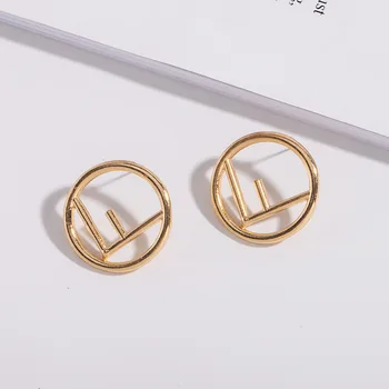 

Korean New Design Elegant OL Women Alloy Metal F Letter Stud Earrings Silmple Cool Girl Earrings Gifts