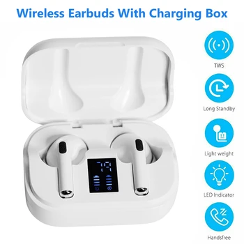

Wireless Earbuds Universal Bluetooth 5.0 ABS Ergonomic Waterproof Sports With Charging Case LED Battery Display Portable
