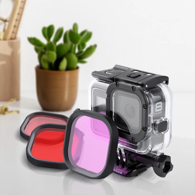 Набор фильтров для GoPro HERO 8 Black 3 шт. красно фиолетовые линзы трубки Красный Цветной