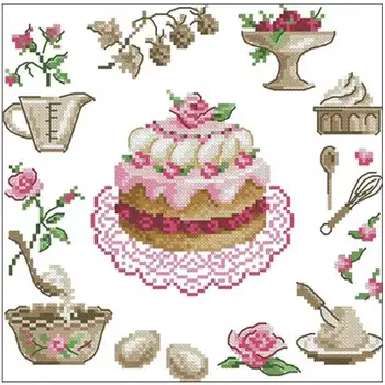 

100% cotton threads Cake and rose Patterns Counted Cross Stitch 11CT 14CT DIY Cross Stitch Kits Embroidery Needlework Sets
