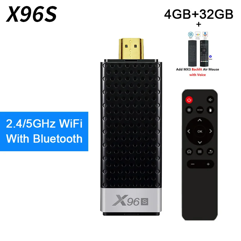 4G32GGMX3 ТВ-палка X96S, умные фильмы и Android 8,1, четырехъядерный процессор Amlogic S905Y2, Wifi, 4 Гб ОЗУ, 32 Гб ПЗУ, Bluetooth 4,2, 4K HD, смарт-ТВ-приставка PK - Цвет: 4G32GGMX3