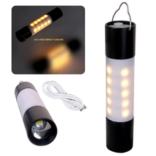 Lampe de poche à suspendre Rechargeable par USB, alliage d'aluminium et ABS, Zoomable, torche LED pour tente de Camping, veilleuse d'extérieur, 1 à 5 pièces