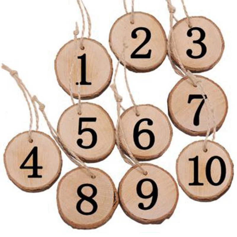 

1-10 Numbers Wooden Hanging Table Cards Place Holder Table Number Figure Card Digital Seat Decoration Wedding Party Supplies