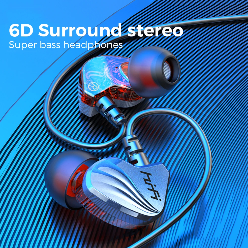 Проводные стереонаушники 6D с объемным звучанием спортивные наушники прозрачные