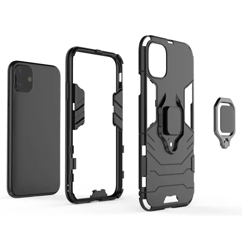 100 шт/партия кольцо автомобильный держатель чехол для iPhone 11/11 Pro/11 Pro Max Hybrid 2 в 1 Броня противоударный чехол