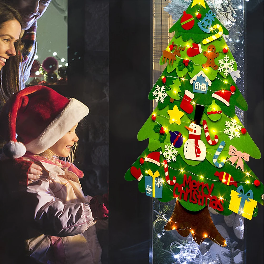 DIY войлочная Рождественская елка, рождественские украшения для дома, рождественская елка, декоративный светильник, рождественские подарки, год, Navidad