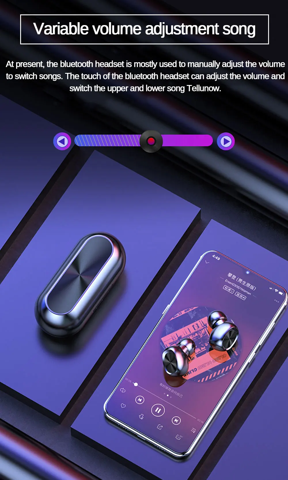 B5 TWS Wireless Earphone Bluetooth 5.0 Touch Control Bluetooth Earbuds Stereo Music headphone Gaming Headset 300mAh Power Bank