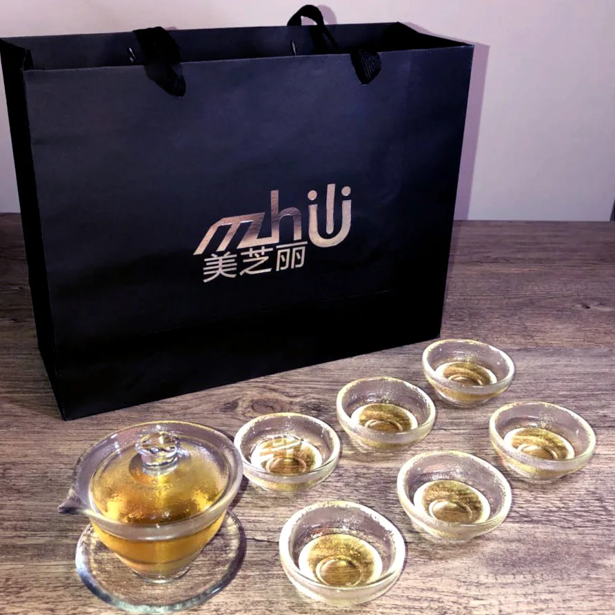 

Natural detox zhi li Brand Original Factory Supply New Style Glass Kung Fu Tea Set Creative Heat-resistant Glass Tea Set Gift Se