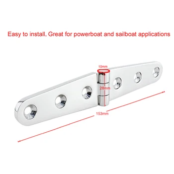 

2PCS 28 * 153mm Marine Grade 316 Boat Cupboard Cabinet Door Butt Hinge Furniture Easy To Install