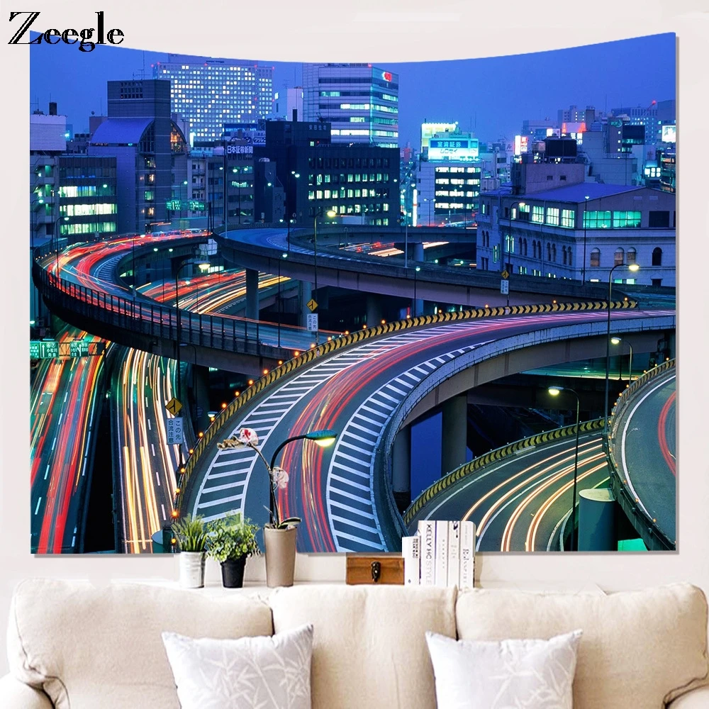 Zeegle Printed Building Wall Hanging Carpet Blanket Beach Towel Large Size Tableclothes Home Art Wall Blanket Hippie Tapestry