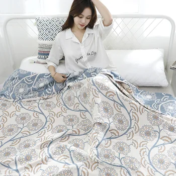 

Cotton Gauze Flower Blanket Student Bed Quilt Travel Covering Airplane Plaid Hiking Kids Comforter Dropshopping Toddler