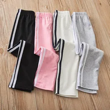 Леггинсы для девочек; сезон весна-осень; коллекция года; в Корейском стиле; в полоску сбоку; повседневная спортивная обувь; специальное предложение