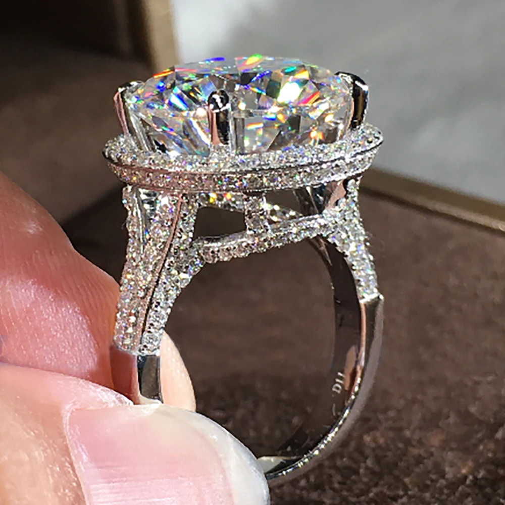 

Custom Solid 14K Au585 White Gold Women Wedding Party Engagement Ring 1 2 3 4 5 Carat Round Moissanite Diamond Ring Crown Luxury