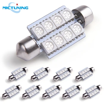 

MICTUNING 10pcs 41mm 5050 8 SMD Car LED Replacement Reading Roof Light Bulbs Super Bright Vehicle Led Interior Festoon Dome Lamp