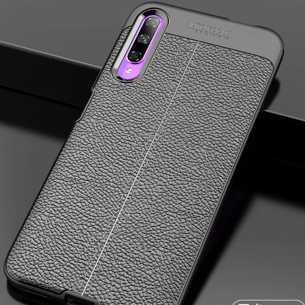 Кожаный чехол с текстурой личи для huawei P Smart Pro 2019 Y9S матовый мягкий из ТПУ