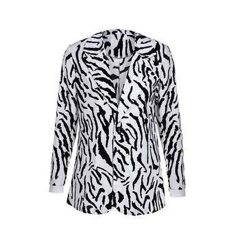 

Women Coat Casual Tops Long Sleeve Zebra Print Cardigan Small Suit Warm Outwear Pop Tide Tide