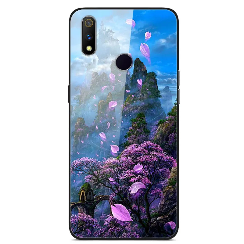 Для OPPO Realme 3 Чехол Realme3 закаленное стекло планета Космос крышка стекло задняя крышка чехол для OPPO Realme 3 Coque оболочка для Realme 3 6,22 - Цвет: 31