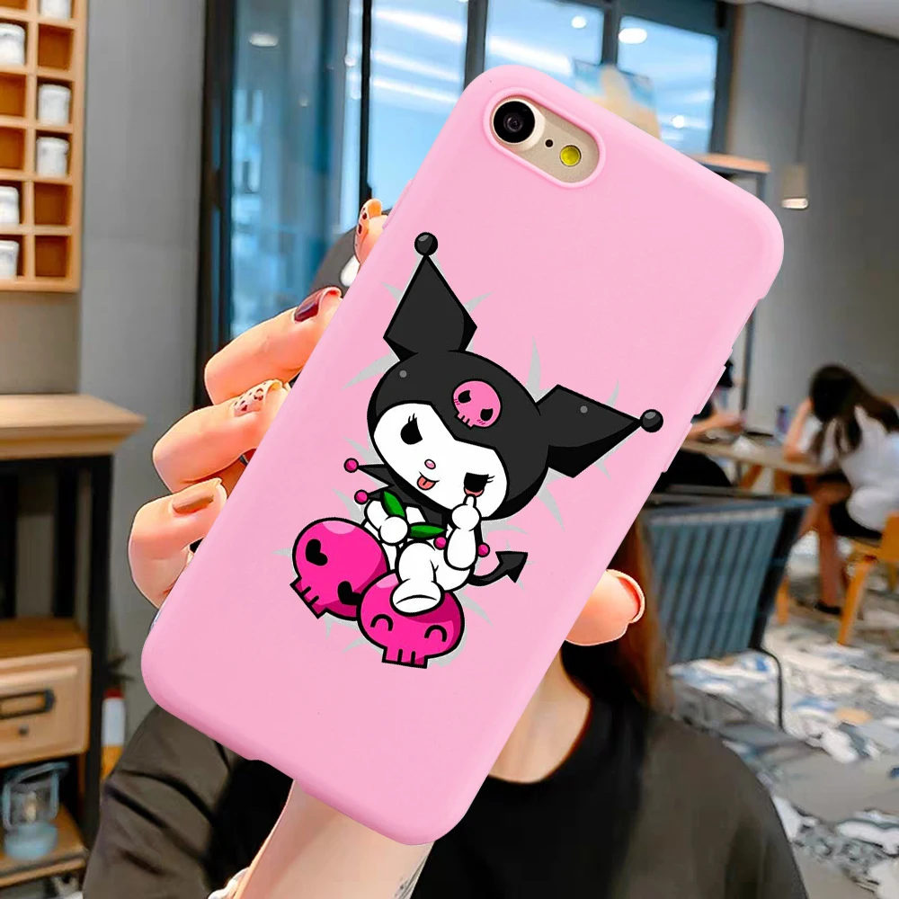 

new Japan Anime Kuromi Cute cartoon phone case For iPhone 6 6S 7 8 X XS Max XR 11 Pro Max funda candy pink soft silicone coque