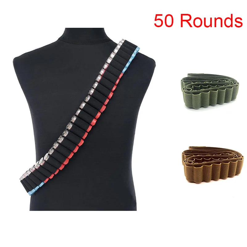 

50 Rounds Tactical Bullet Shell Holder Military Cartridge Waist Belt Ammo Holder Belt Airsoft Bandolier Bullet Holster Carrier