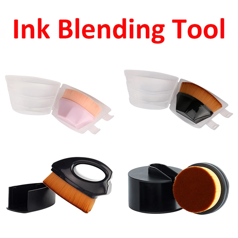 

Ink Blending Tool Ergonomic Brush Mixed Style Diamond Round Iron-shaped Ink DIY Stencil Background Cardstock Painting Pink/Black