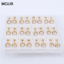 Золотой Цвет искусственный жемчуг Простой изысканные серьги со шпилькой, для Для женщин Нержавеющая сталь ювелирные изделия 12 пар/компл. ZN33