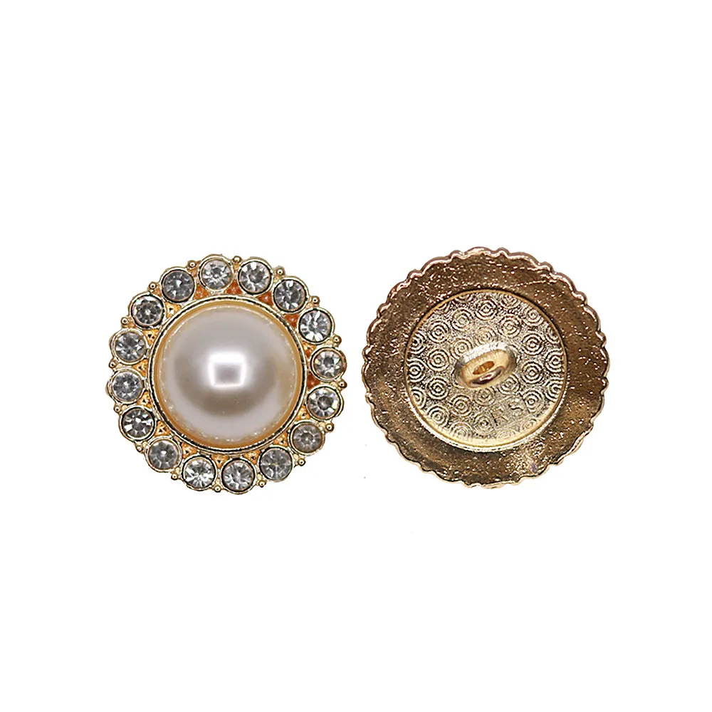 

25mm Pearl Rhinestone metal button sweater coat decoration buttons accessories DIY 10Pcs/Lot A-19512-529