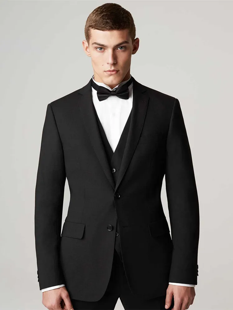 

wedding tuxedo for men suit 3 piece suits groom wear black 2020 wool bleed