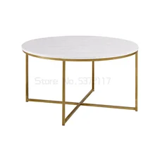 Table de salon de café ronde avec texture en marbre d'orocd, meuble nordique pour la maison
