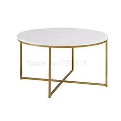 Table de salon de café ronde avec texture en marbre d'orocd, meuble nordique pour la maison 