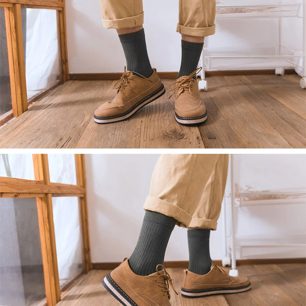 5 шт. хлопковые повседневные бизнес мужские носки мягкие дышащие носки однотонные Повседневные носки для мужчин дышащие длинные носки осень-зима