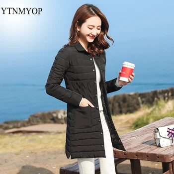 

Wadded jacket thin medium-long fashion winter coat women stand collar down cotton-padded parka casual outerwear girls clothing