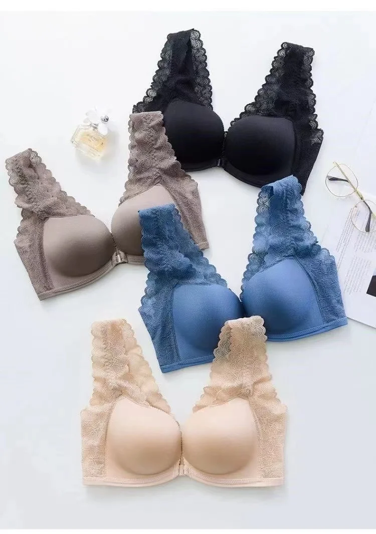 bra panty sets Front Buckle Sexy Lace Beautiful Back No Steel Ring Underwear Small Chest Gathered Ladies Bra Seamless Comfortable Bra Set plus size underwear sets