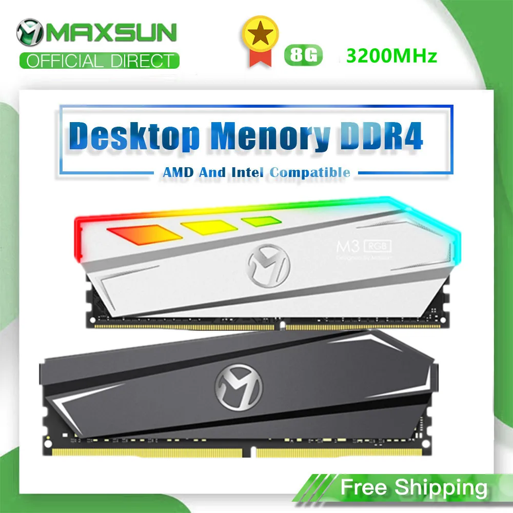 MAXSUN RAM DDR4 8GB 3200MHz RGB Lighting Interface 288Pin Memory Voltage 1.2V 3 Years Warranty Memoria ddr4 Original Rams | Компьютеры и