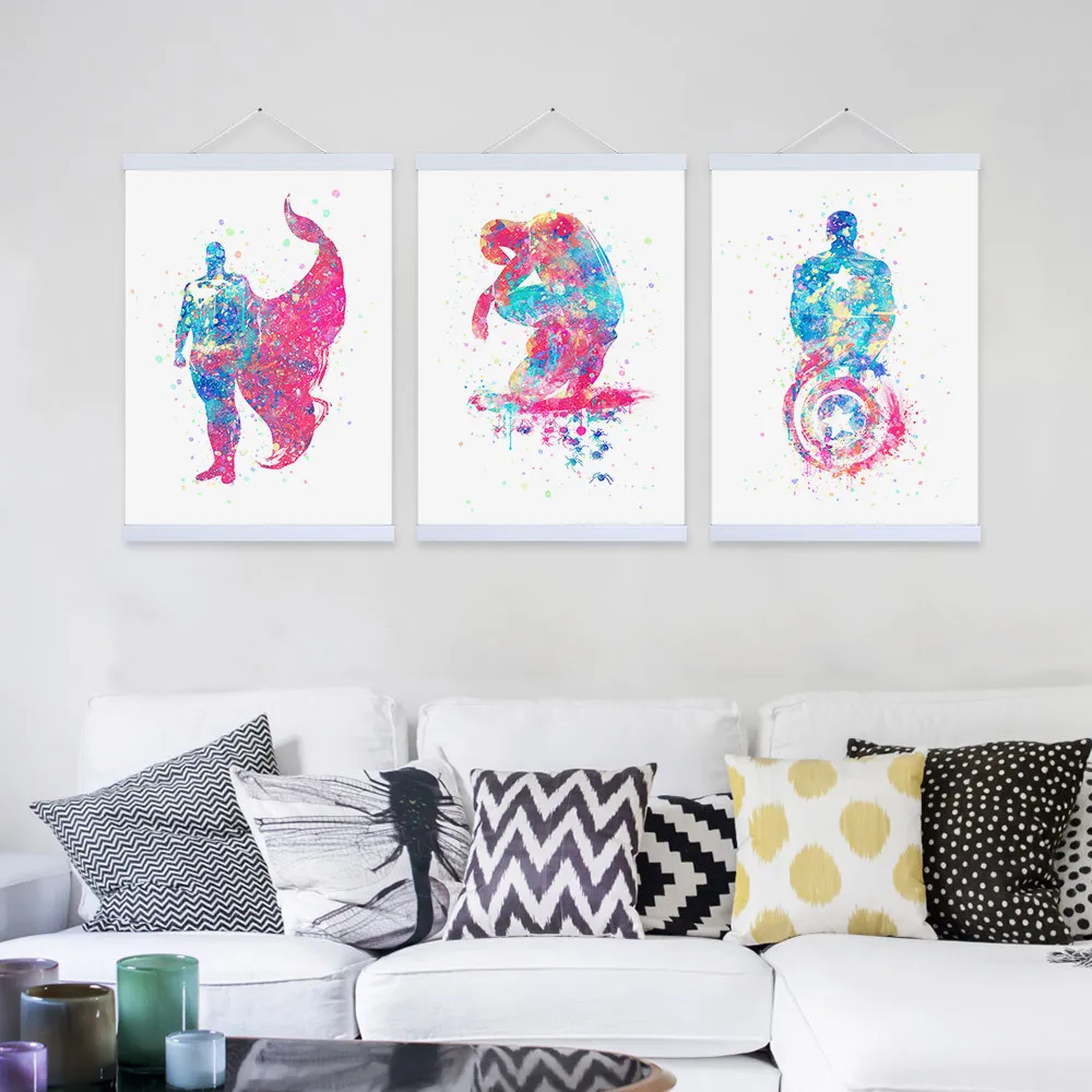 

Mild Art Simple Movie Hero Batman Living Room Solid Wood gua zhou hua Decoration Scroll Paintings a Generation of Fat