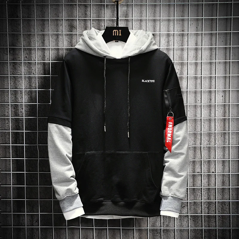 

New Spring Autumn Men Hoodies Hip Hop Patchwork Long Sleeve Pullover Contrast Men Hoodies Sweatshirts High Quality Hoody For Men