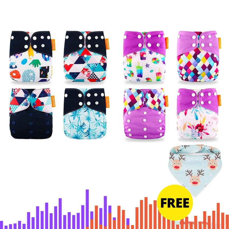 Happyflute HOt Sale OS Pocket Diaper 8pcs diape+8pcs microfiber insert Washable &Reusable Baby Napp