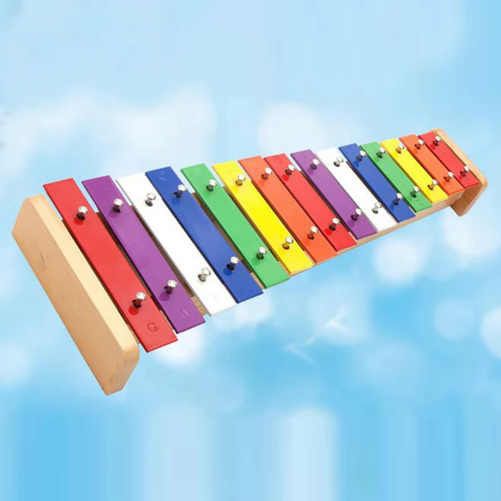 15-Tone Glockenspiel Xylophone Vibraphone W/ Mallet Stick Percussion Toys