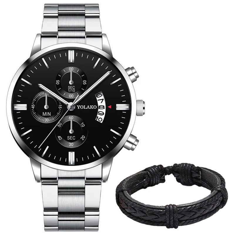 Mens Brand Watches Fashion Men Business Casual Stainless Steel Analog Quartz Wristwatch Male Black Leather Bracelet Watch Clock 
