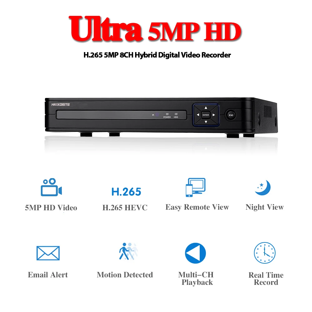 DVR 16CH 8CH 4CH CCTV видео рекордер для CVBS AHD камера аналоговая камера ip-камера Onvif P2P 5.0MP H.265 CCTV Гибридный DVR NVR