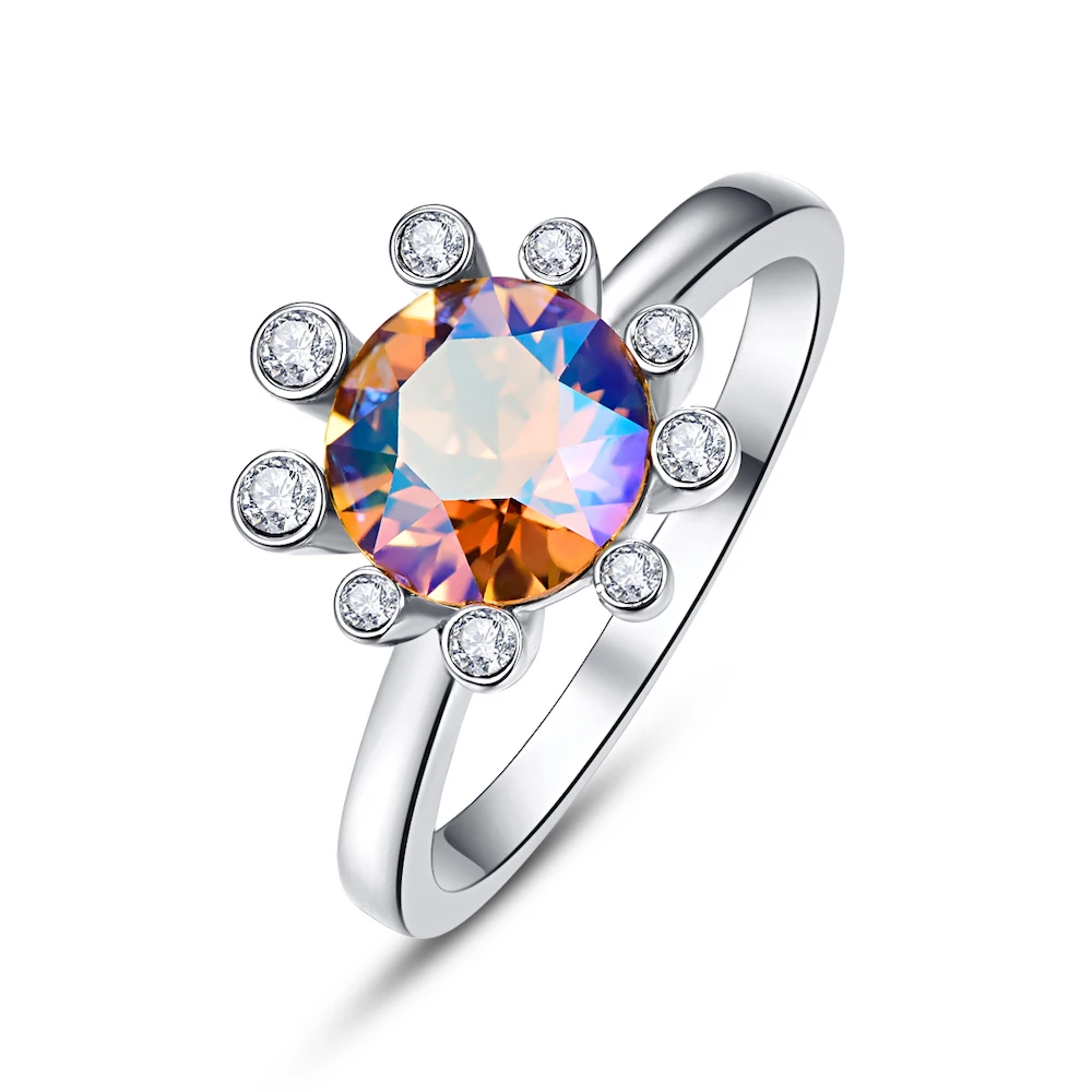 Кольца с кристаллами Сваровски и цветами для женщин, серебряный цвет, новинка, модное женское элегантное кольцо, свадебные украшения, подарок для мамы и девочки - Цвет основного камня: 246 SHIM