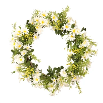 

White Artificial Little Daisies Wreath Door Decoration Flower Arrangement Wreaths Wedding Hanging Ring Home Decor