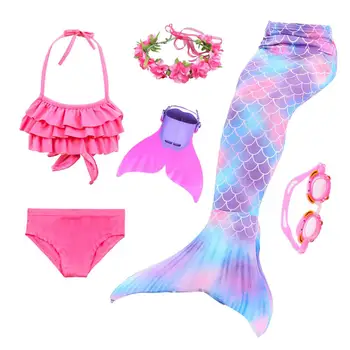 

New Style Girls Mermaid Tails For Swimming Costume Cosplay Mermaid Swimsuit Swimwear Kids Princess Swimmable Bikini