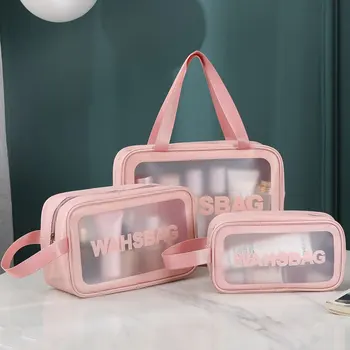 

PVC Transparent Makeup Bag Women Wash Bag Travel Organizer Large Capacity Cosmetic Storage Bag Hand Clear Bags Cosmetic Bag
