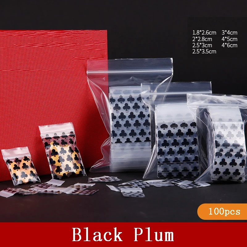 

Black Plum 100pcs Small Plastic Zipper Jewelry Bag Mini Zip lock Plastic Packaging Ziplock Pill Packaging Pouches Multi-size