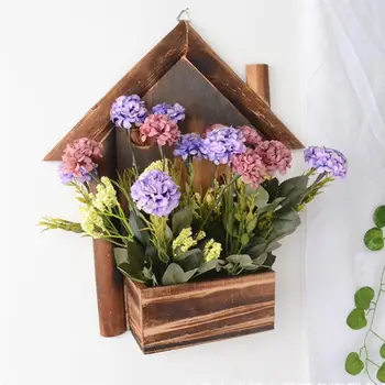 

1PC Carbonized Preservative Wood Flowerpot Wall Hanging Flower Pot (Brown)