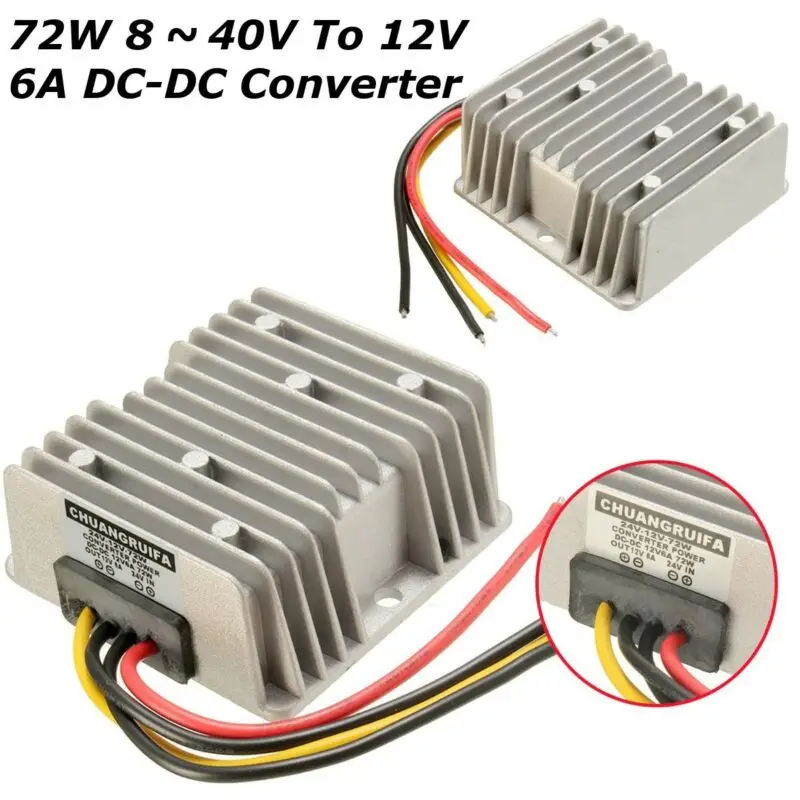 DC8-40V to 12V 6A Converter Waterproof Vehicle Automatic Voltage Stabilizer Regulator DC8-40V to 12V 6A 72W Boost Buck Converter