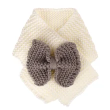 Детский теплый вязаный шарф с бантом, Детские осенне-весенние шарфы для мальчиков и девочек, нагрудник, вязаный мягкий приятный на ощупь шарф