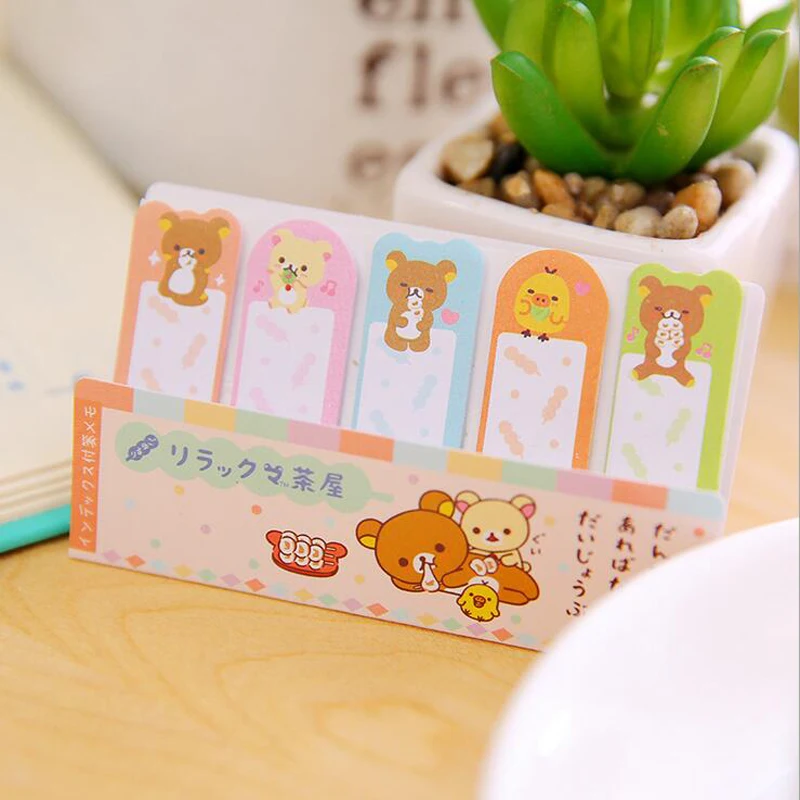 

Cute Brown Bear Memo Pads Marker Message Sticky Notes Decorative Bookmark School Office Supply