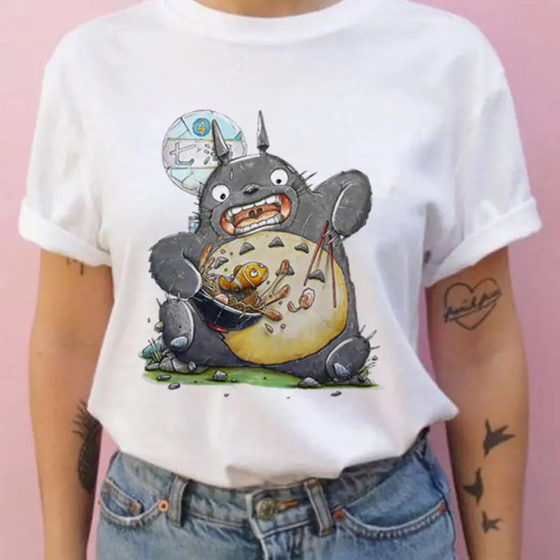 Hayao Harajuku T Shirt Women Studio Ghibli Totoro Miyazaki Ullzang Graphic T-shirt Funny Cartoon Tshirt 90s Anime Top Tee Female